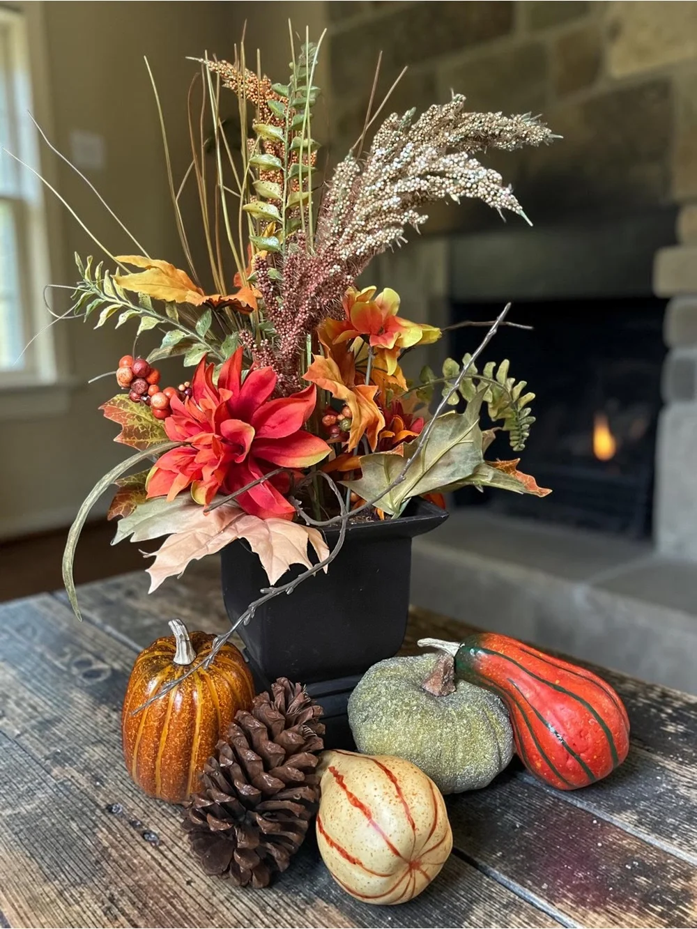 Beautiful Fall Harvest Floral Arrangement – Complete Display